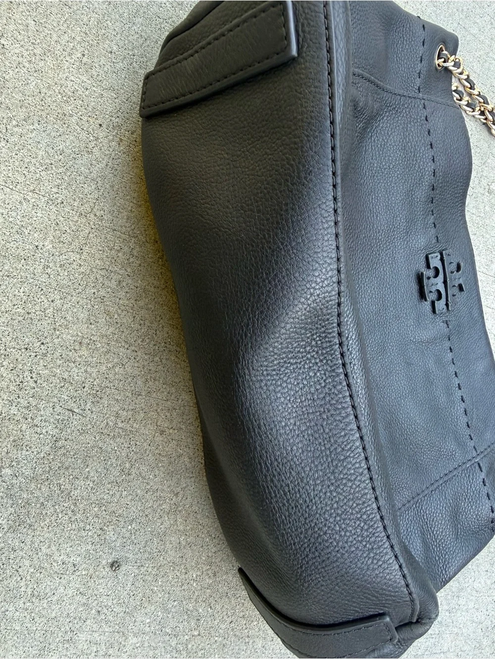 Tory Burch McGraw Black Leather Chain-Handle Shoulder Tote
